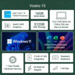 Dell 15, Intel Core i3 13th Gen -1305U, 16GB DDR4, 512GB SSD, FHD, 15.6"/39.6cm, Windows 11, Office H&S 2024, Carbon Grey, 1.66Kg, [Vostro 3530], Intel UHD Graphics, Narrow Border, Thin & Light Laptop - Image 3