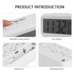 Kadio Digital Alarm Clock,Battery Operated Small Desk Clocks,with Date,Indoor Temperature,Smart Night Light,LCD Electronic Clock for Bedroom Home Office - White (KDwhite) - Image 3