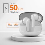amazon basics TWS in-Ear Earbuds (P50) with Fast Charging up to 50 Hours of Playtime | Dual 10mm Driver | IPX4 Water-Resistance | Bluetooth 5.3 | Quad Mic with ENC | Touch Control (White) - Image 3