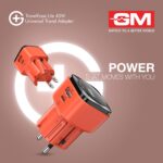 GM Travelease Lite 45Watt Type C & A Universal Travel Adapter with Lightning Fast Charging | 1Mtr 60W Cable Free | Surge & Overheat Protection | Charging for MacBook, iPhones & Android - Image 4