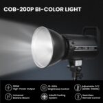 HIFFIN (COB-200P) 200W Bi Color Continuous LED Light with 18CM Reflector & Infrared Remote, AC Power, 3200K-5600K Color Temperature Control, 23000lx @1m, Ideal for Photography and Videography - Image 3