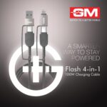 GM G+ 4-in-1 100W Charging Cable | Fast Charging for Laptops, Phones & Earbuds | 480 Mbps Data Speed | Tangle-Free Woven Fibre | Universal Compatibility | Durable Aluminium Finish - Image 4