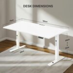 ARTIKEL Artidesk Lite X-Large Electric Height Adjustable Table for Office & Home | 160x75cm Sit Stand Desk | Big Workstation for Gaming & Work | 80Kg Load | Cup Holder, Headphone Hooks | White - Image 3