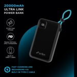URBN 20000mAh Power Bank with Built-in USB Type-C Output Cable | 22.5W Super Fast Charging | Smart LED Display | Dual Type-C PD + USB Outputs | Pocket Size Portable Charger for Quick Charge (Black) - Image 3