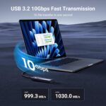 UGREEN M.2 NVMe Enclosure Adapter, 10Gbps USB C 3.2 Gen2, Tool-Free Portable Aluminum External Reader for M and M&B Key in Size 2230/ 2242/ 2260/ 2280 SSDs, Thunderbolt 3 Compatible, Grey - Image 3