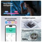 Ustick Smart Ring Health Tracker, Fitness Sleep & Heart Rate Monitor Tracker Smart Ring, Waterproof Bluetooth Fitness Tracker Ring IP68 Waterproof (Black, 10) - Image 4