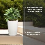 Kuber Industries Flower Pot with Plate | 14 Inch Indoor-Outdoor Plants Stand | Flower Pot for Home-Office | Flower Pot for Garden | Flower Gamla for Balcony | Plain Tower | White - Image 6