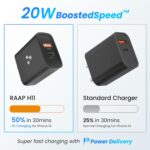 Ambrane 20W Dual Port Wall Charger, USB & Type C Adapter Fast Charging for iPhone 16/15/14/13/12/11 (Pro,Pro Max,Plus), iPad, Google Pixel, Samsung & All Type C Devices BIS Certified (H11 Black) - Image 3