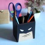 Deskart Batman Pen Stand With Stationary, Scissor And Remote Holder | Multipurpose Wooden Black Desk Organizer Pen And Pencil Holder Stand For Kids, Office Desk And Study Table - Image 4