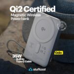Stuffcool Odin 10000mAh Qi2 MagSafe Powerbank with 15W Wireless Charging, 35W PD Wired Output, Built-in Type-C Cable, Stand, Digital Display, for iPhone, Pixel, Samsung, AirPods - Image 3