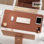 HAGO Premium PU Leather Desk Mat for Office & Home | Reversible Dual-Side Desk Pad (Brown & Grey) | Waterproof Anti-Slip Table Mat – 35×60 CM - Image 3