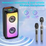 JYX Party DJ Speaker with Dual Mics, Upto 8h Playback, Portable Pop Karaoke Box with PA System & Subwoofers, 6.3mm Mic & Guitar Input, BT/USB/TF/TWS/AUX, Perfect for Home Parties,Stage (Black) - Image 5
