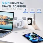 rts Universal Travel Adapter - Type C USB-C, 3-in-1 Universal Adapter Plug, Travel Accessory With 1 USB-C, 2.4A, All-In-One For Phone, Laptop, Mobile, Tablet, White - Image 3
