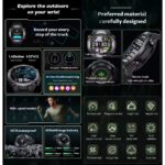 Shyenah KC82 GPS Adventure Military Grade Smartwatch 1.45 HD Big Screen 1ATM WP with Compass, Altimeter, Barometer Sleep,HR, Blood Pressure, Blood Oxygen, BT Call, Huge 650mAh Battery (Black) - Image 3