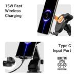 ZEBRONICS WCC150,Wireless Cellular Phone Car Charger,15W Fast Charging,Upto 6.8 Inches,360° Rotatable+180° Tilt Adjustments,60Mm Extendable Telescopic Arm,Strong Suction Cup,1 Meter Cable,Black - Image 4