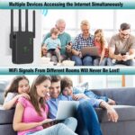 WiFi Repeater, 2024 Upgraded WiFi Amplifier Signal Booster, 4 Antennas, 2 LAN Ports, 2.4G/5G Dual Band Extender, Covers Up to 12880 Sq.ft and 100 Devices, WiFi Amplifier - Image 6
