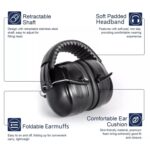 BDS Safety Premium Ear Muffs – NRR 26dB SNR 33dB Noise Reduction Headphones – Adjustable & Foldable Hearing Protection for Shooting, Construction, Studying, Sleeping (Full Black) - Image 4