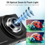 4K Digital Camera for Photography with 5X Optical Zoom, WiFi Vlogging Camera for YouTube with Autofocus, 64MP Compact Travel Camera with 32GB Card & 2 Batteries - Image 3