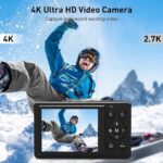 4K Digital Camera for Photography with 5X Optical Zoom, WiFi Vlogging Camera for YouTube with Autofocus, 64MP Compact Travel Camera with 32GB Card & 2 Batteries - Image 4