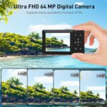4K Digital Camera for Photography with 5X Optical Zoom, WiFi Vlogging Camera for YouTube with Autofocus, 64MP Compact Travel Camera with 32GB Card & 2 Batteries - Image 5