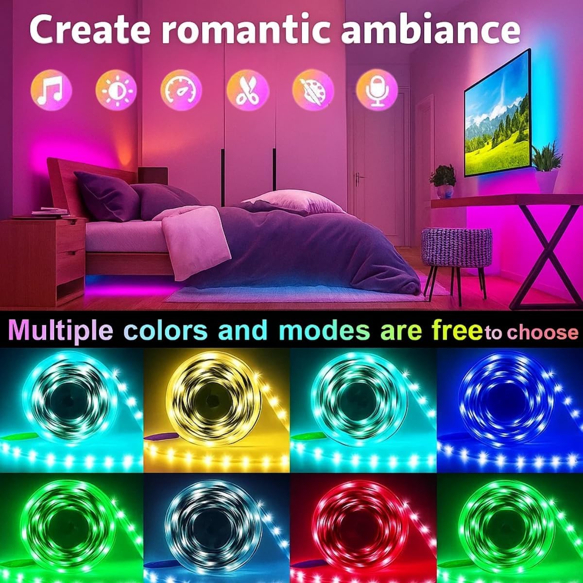 Nexillumi LED Strip Lights 5M | Waterproof 300 LEDs Color Changing Lights | Bluetooth & 42-Key IR Remote | RGB LED Strip with 16 Million Colors | Music Sync & App Control | Bedroom, Home, Party Decor - Image 3