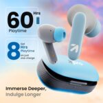 GOBOULT Y1 Pro Ear Buds Wireless 60H Playtime, 4 Mics Calling, 45ms Low Latency Gaming, Made in India,13mm Bass Driver Earbuds Buds TWS Bluetooth Wireless Earphone (Powder Blue) - Image 4