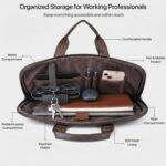 Prime Laptop Bags for Men Office Use | Upto 15.6 inch | Expandable Bottom | Mobile & Pen Compartment with Multiple Organizers | PU Leather | Professional Office Bag for Man & Women - Tan - Image 5