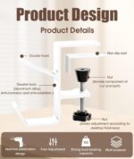 Headphone Stand Hanger Holder, Under Desk Aluminum Alloy Headset Stand with Fit for Gaming PC Accessories,Under Desk Clamp Hook Mount Suitable for Office, Computer (White) - Image 3