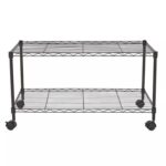 2 Shelf Heavy Duty Height Adjustable Foldable Multipurpose Home Storage Organizer Wire Shelving Rack Shelves Size 24x14x16.3 inch, Black Powder Coating - Image 2