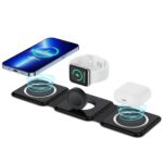 3 in 1 Magnetic Foldable MagSafe compatible Wireless Charger for iPhone 17 to 12 Series | Compatible with AirPods 2/3, Pro2, Pro3 | Compatible with only Apple Watch Series | 23W Charging - Matte Black - Image 2