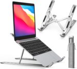 7 Angles Adjustable 10-15.6 Inch Size Laptops Stand for Desk, Aluminum Metal MacBook StandComputer Riser for Desk, Portable Foldable Adjustable Notebook Holder - 1 Piece - Image 2