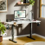 ARTIKEL Artidesk Eco Electric Height Adjustable Table for Office Work & Home - Sit Stand Gaming Desk with LED Display, 80kg Load, Cup Holder, 2 Hooks & Cable Organizer, 2Split Tabletop – Rock - Image 2
