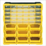 Alkon Component Organiser With Bins And Drawers (Aco9B30D) Small Parts Storage|Jewellery|Craft|Sewing Cabinets|Screws|Nuts|Bolts|Power Tool Organiser|Diy|Clinic|Hospital|9 Bins And 30 Drawers,Yellow - Image 2