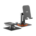 Ambrane 360° Rotation, Foldable Design Mobile Stand with Stable Metalic Round Base, Multiple Height & Angle adjustments Compatible with Smartphones, Tablets, Kindles & iPad (Twistand 360, Black) - Image 2
