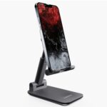 Ambrane Multipurpose Tabletop Mobile Stand | Adjustable Angle & Height| Universal Holder for iPhone, Samsung, OnePlus & All Smartphones | Portable, Anti-Skid | for Home, Office, Bed & Gifting (Black) - Image 2