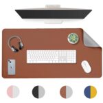 Aropana Vegan Leather Desk Mat | Large Reversible Mouse Pad & Computer Table Protector | Dual-Side Waterproof Extended Laptop Pad with Edge-Stitched Design (90x45cm, Brown and Grey) - Image 2