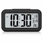 Auromin Digital Alarm Clock with Auto Sensor, Time, Date, Temperature Display & Silent Operations | Loud Alarm for Heavy Sleepers | Desk Table Clock for Students, Bedroom, Office (Black) - Image 2