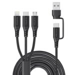BESTOR® 60W USB C Multi Fast Charging Cable Nylon Braided Cord 5-in-1 3A USB/C to Type C/Micro/Phone Fast Sync Charger Cable Compatible with Laptop/Tablet/Phone (1.5 M) - Image 2