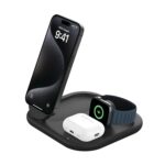 Belkin MagSafe Qi2 Wireless Charger | 3-in-1 Magnetic Foldable Charger with 15W | Fast Charger for iPhone 16, 15, Apple Watch, AirPods with Non-Slip Base | PSU Included | 36W Charger Included | Black - Image 2
