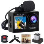 CASON CS6 5k 30Fps Action Camera, 4K Helmet Camera for Bike (Typc C) with EIS+Gyro,Anti Shake for Bike Helmet Camera, Touch Screen, 2 x 1350 mAh Battery and Many Extra Accessories (Black) - Image 2