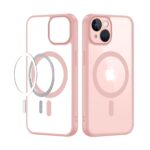 CEDO Magfit Cover for iPhone 13/14 | Mag-Safe Wireless Charging | Designed with Magnetic Lock Shockproof Phone Bumper Transparent Back Case Cover (Pink) - Image 2