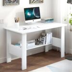 Callas Engineered Wood Computer Desk with Shelf – Modern Laptop Study Table for Home Office, Workstation & Writing Desk for Students and Professionals (ST-09-White) - Image 2