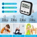 Chillyfit Blue Stopwatch Timer for Study Kitchen Large LCD Screen 24hr Digital Display Magnetic Retractable Stand Loud Alarm Stop Watch Countdown Flashing Light Study Timer for Students Cooking - Image 2