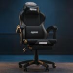 DROGO Aura Limited Edition Gaming Chair | Ergonomic High-Back Design Chair with Footrest | Premium PU Leather | Armrests | Computer Chair with Adjustable Neck & Lumbar Support (Black/Grey) - Image 2