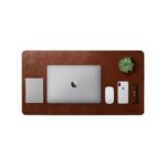 DailyObjects Large Premium Vegan Leather Desk Mat|Anti-Skid|Anti-Slip|85*45cm|Reversible Desk spread Turf Desk/Laptop Mat for Work from Home/Office/Gaming- Extended mouse pad and keyboard desk pad-Tan - Image 2