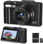 Digital Camera for Photography, 4K, 64MP Vlogging Camera for YouTube, 3" 180° Flip Screen 18X Digital Zoom Compact Vlog Travel Camera with 4K WiFi, 32GB TF Card & 1 Batteries, Black - Image 2