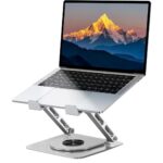 Dyazo Laptop Stand Foldable Height Angle Adjustable Laptop Riser for Desk Compatible for MacBook, Lenovo, Dell Notebook up to 15.6 Inches 360 Rotating Base (Silver) - Image 2