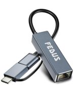 FEDUS 1GIGA 2 in 1 Gigabit Type C to Ethernet Adapter, USB LAN 3.0 USB-C Converter for Windows, Mac, Connector Laptop, Desktop Type c Grey - Image 2