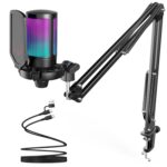 FIFINE A6T USB Gaming Microphone Kit, Plug & Play for PC, PS4/5, Condenser Cardioid Microphone Set with Mute Button, Volume Gain, RGB, Arm Stand, for Streaming, Discord, Twitch, Video, YouTube|Black - Image 2