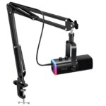 FIFINE XLR/USB Gaming Microphone Kit, Dynamic PC Mic for Streaming Podcasting, Computer RGB Mic Set with Boom Arm Stand, Mute Button, Headphones Jack, for Recording Vocal Voice-Over-AmpliGame AM8T - Image 2